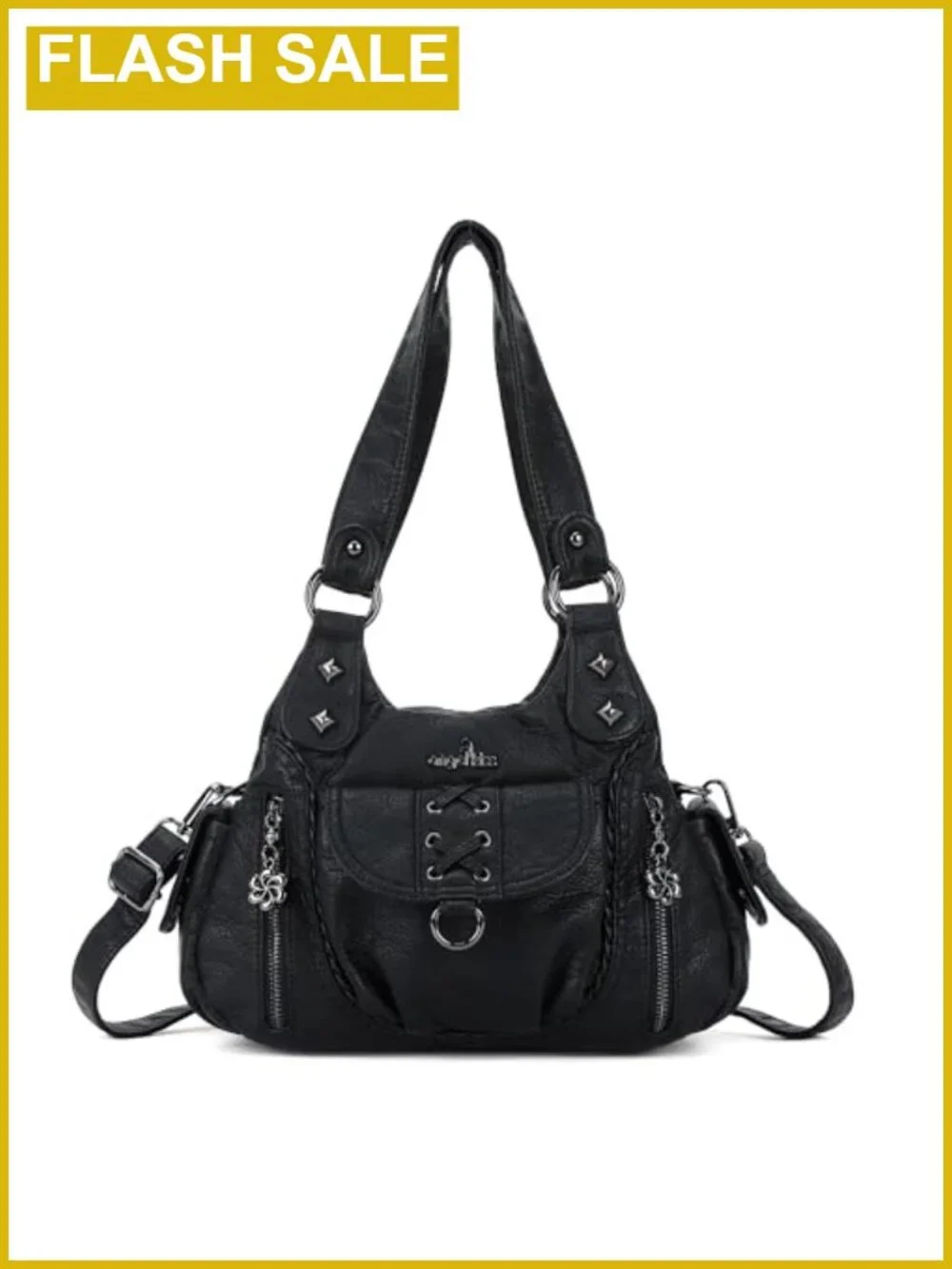 Vegan Leather Hobo Shoulder Bag Multi-Pocket Crossbody Tote for Women